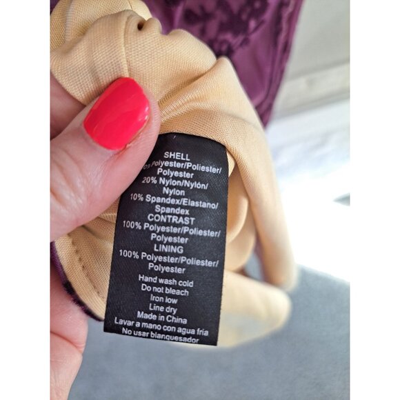 Y2K Purple Velvet Burnout Floral Dress Windsor Cowl Neckline Spaghetti Straps M - Picture 9 of 15